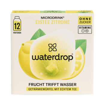 Waterdrop Microdrink Eistee Zitrone, Getraenkewuerfel mit echtem Tee, ohne Zucker, 25g